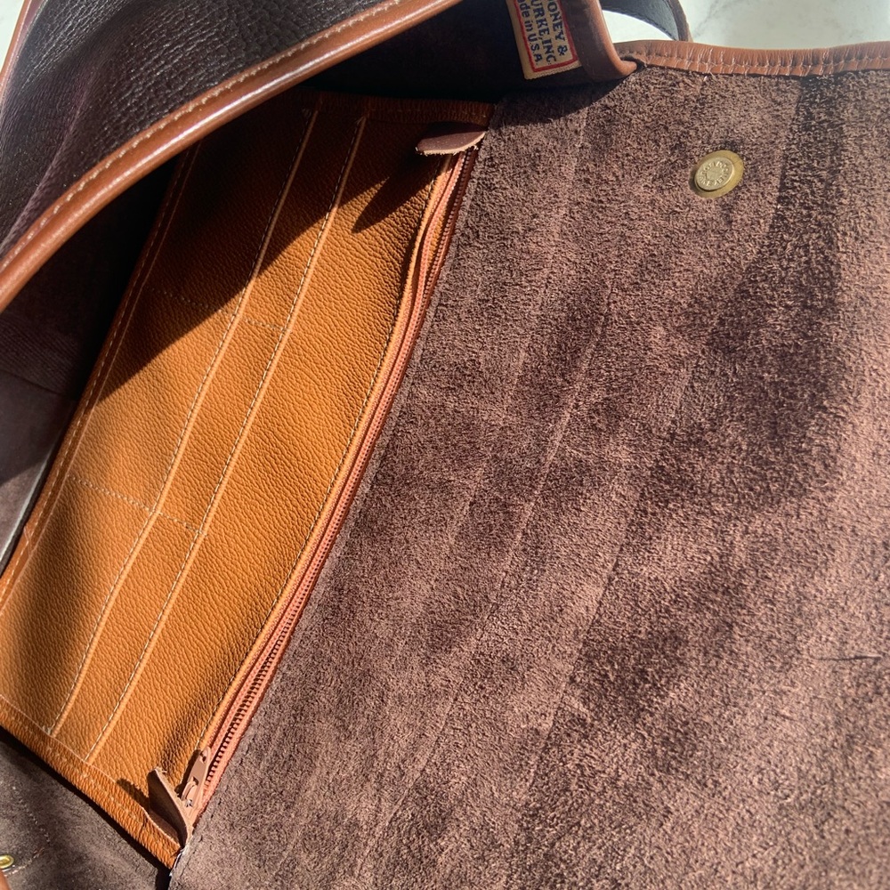Dooney & Bourke Dark Brown and Chestnut Leather Crossbody Satchel Vintage - Picture 6 of 11